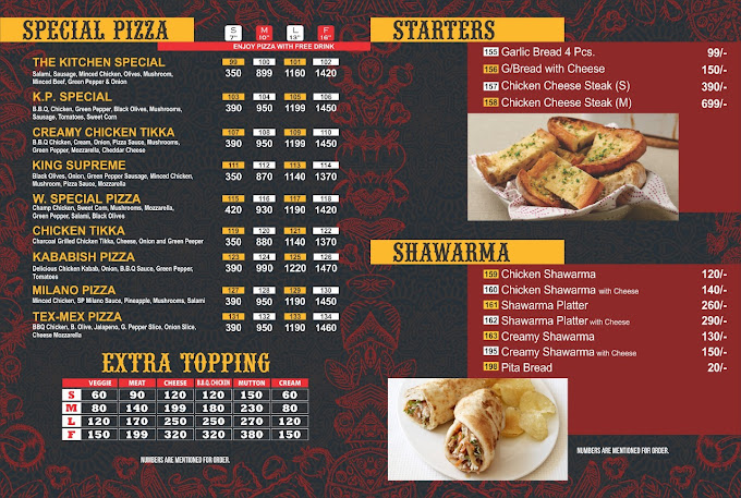 King pizza Menu